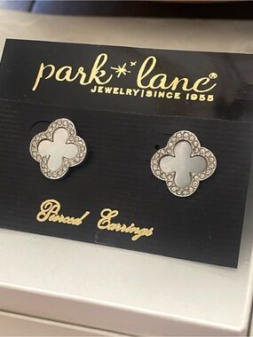 Park Lane Silver Clover Stud Earrings with Mother-of-Pearl